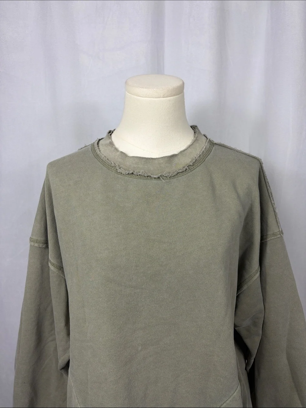 Free People Movement Women's Army Green Metti Crewneck Sweatshirt.